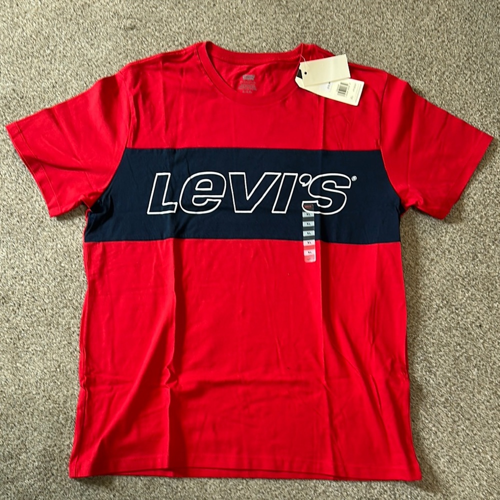 Levi's Red and Navy Men's Tee - XL
